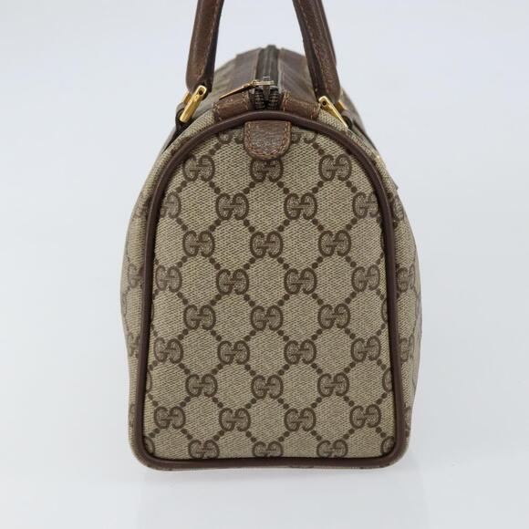 GUCCI GG Supreme Web Sherry Line Hand Bag PVC Beige Gold 40...